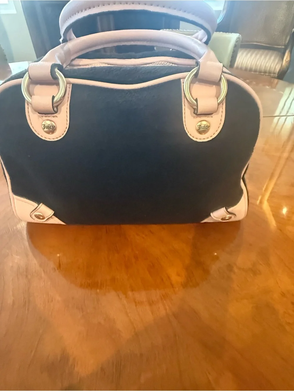 Juicy Couture Lovers Club Y2K Black & Pink Bowler Bag + Charms